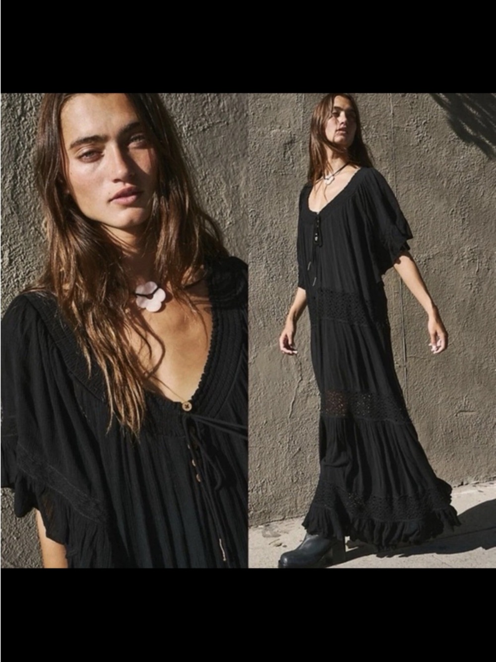 Free People Dream On Maxi Dress - Elegant Crochet Detail